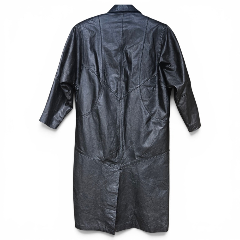 Wilsons Leather Trench Coat Black Duster Small Thinsulate Batwing Dolman Long - Picture 3 of 16